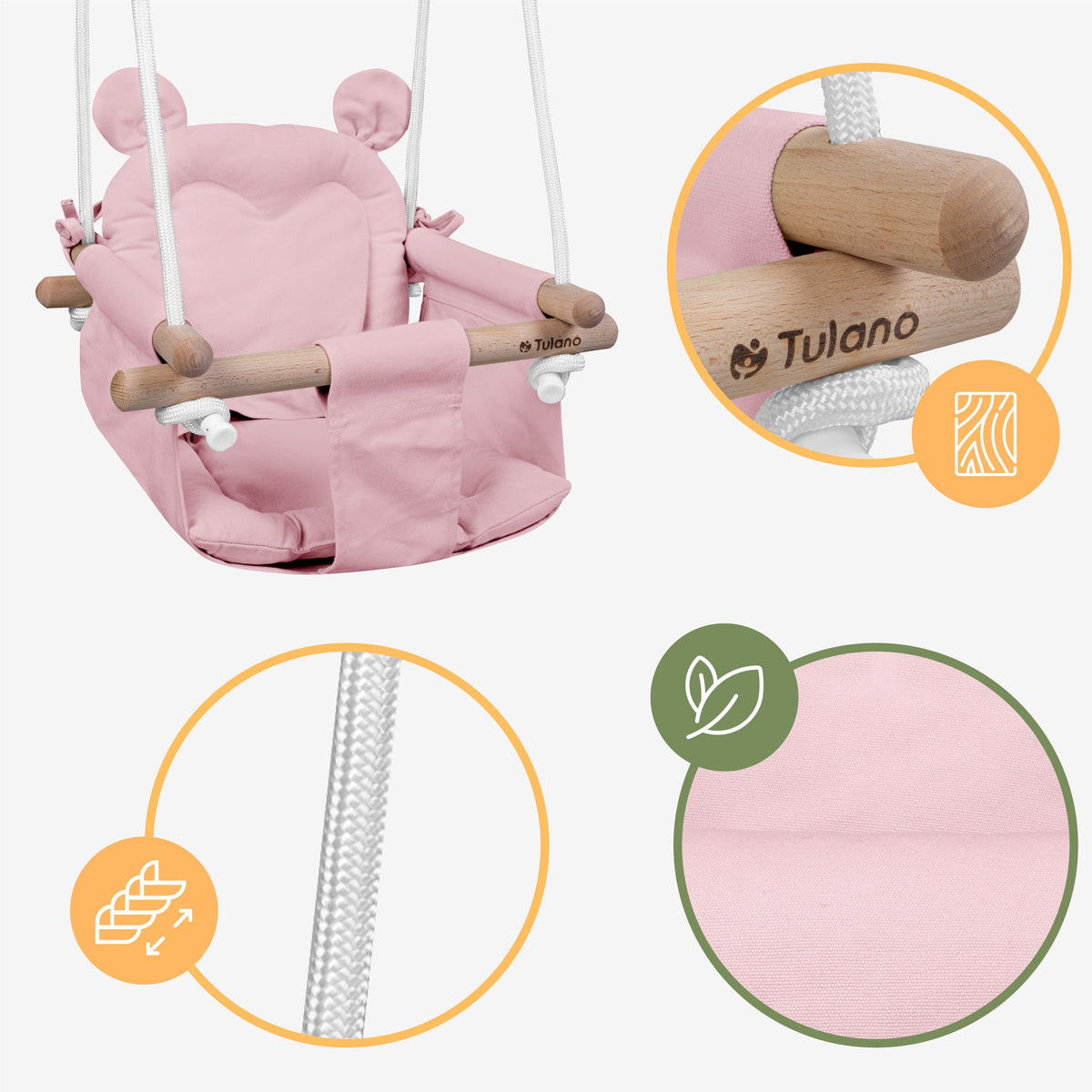 Huśtawka dla dzieci TULANO Hop 30 Pink
