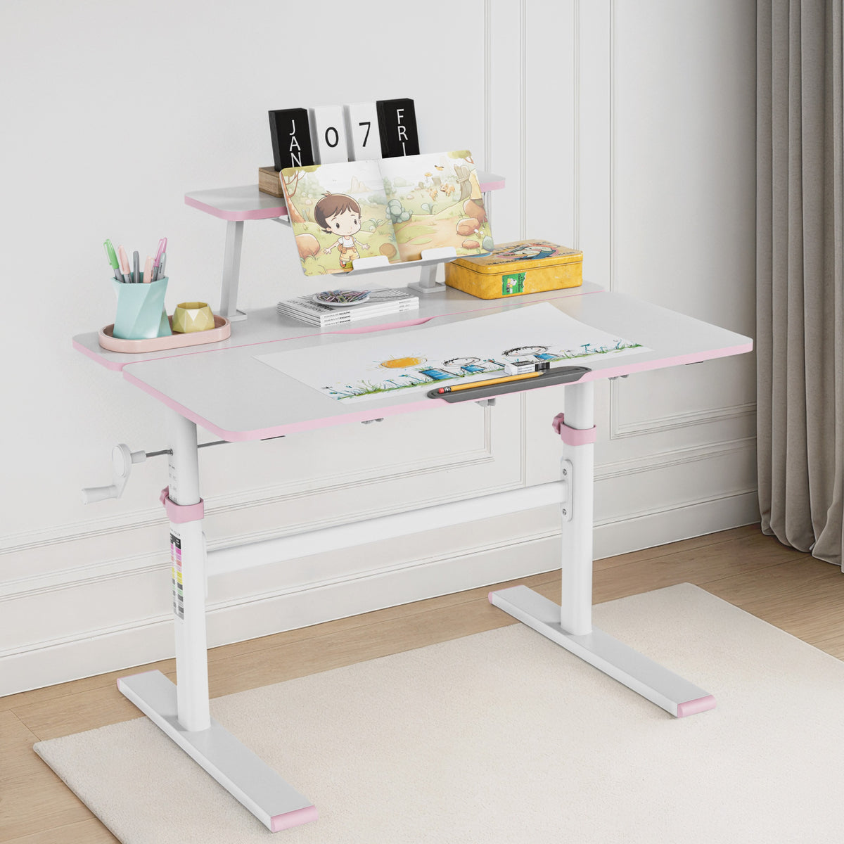 Biurko dziecięce regulowane Mark Adler Study 3.7 Pink 90 cm