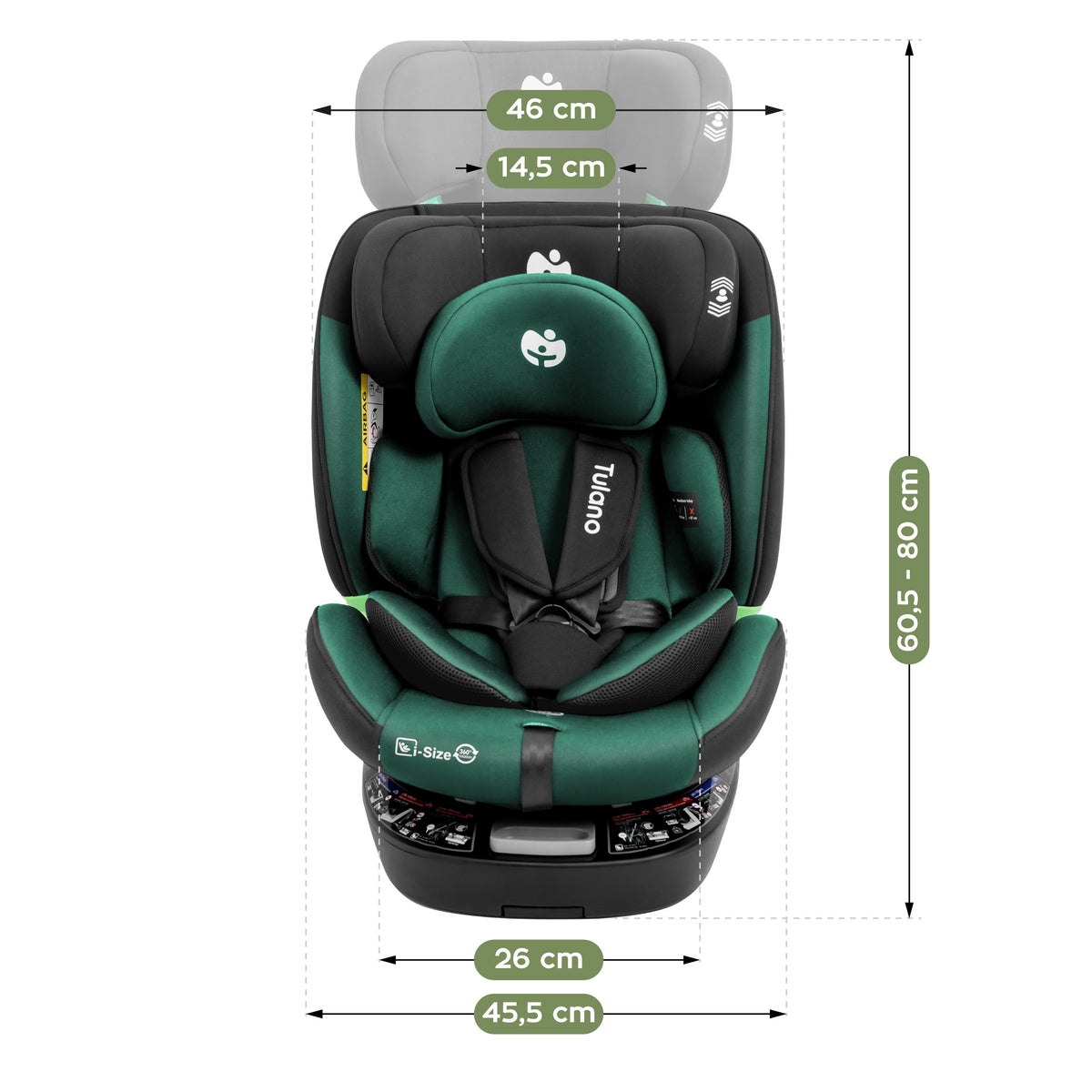 Fotelik samochodowy obrotowy Tulano Loom 35 Black Green