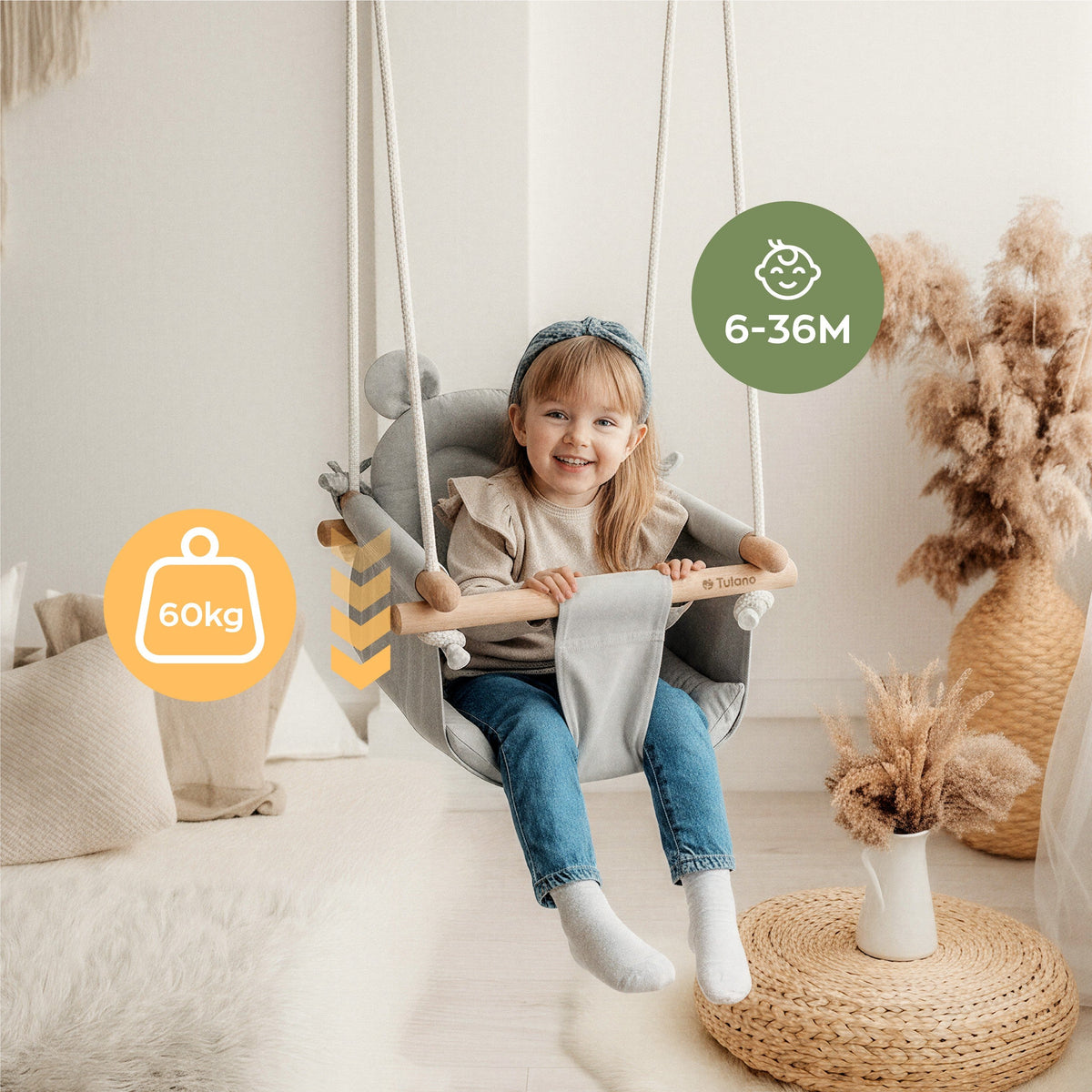 OUTLET Huśtawka dla dzieci TULANO Hop 30 Grey