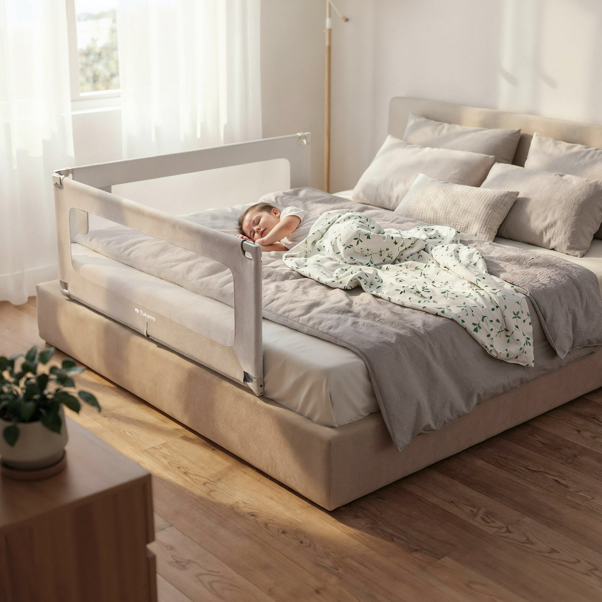 Barierka ochronna do łóżka 140 cm Tulano Cover 44 White-Grey