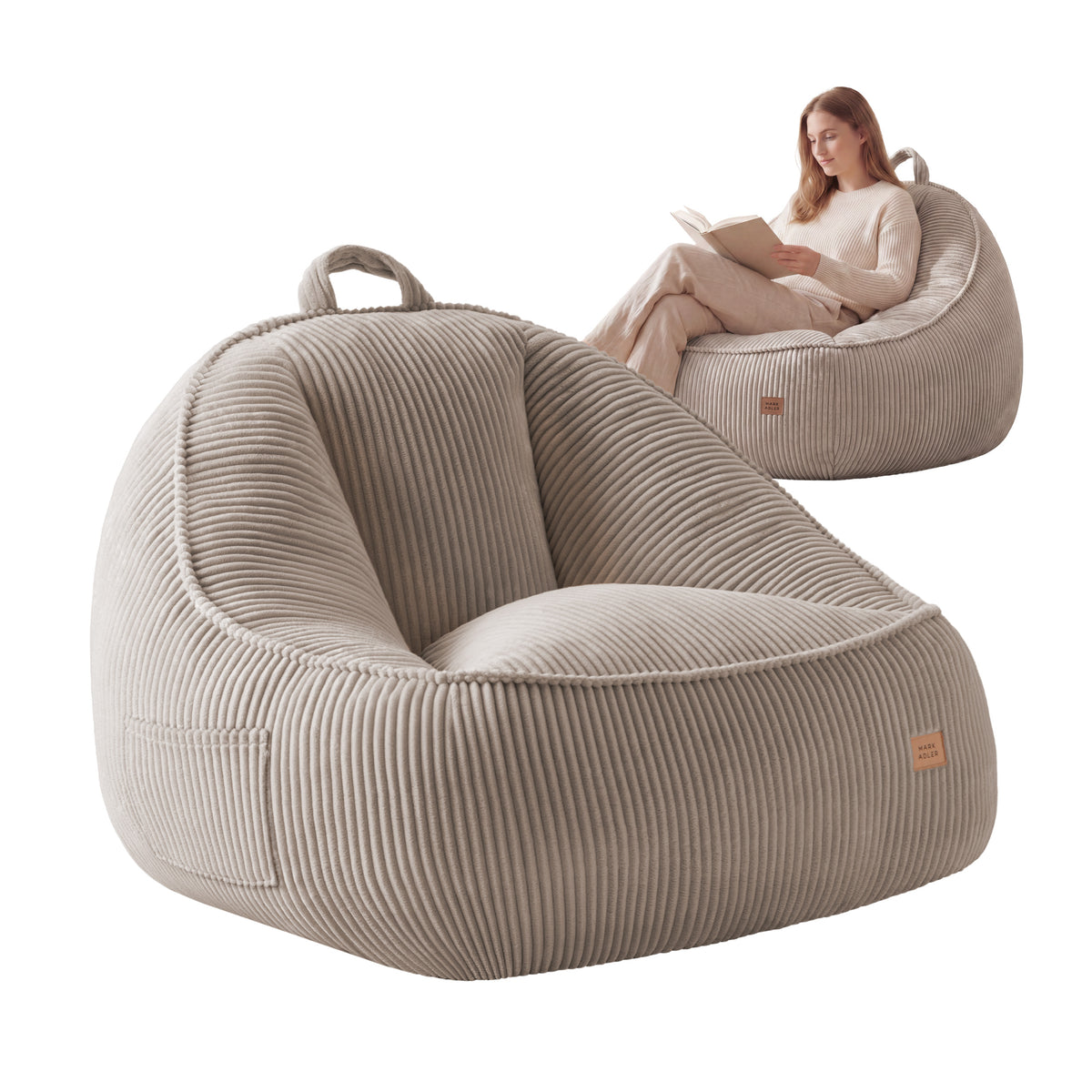 Fotel pufa z oparciem sztruksowa Mark Adler Comfy 4.0 Taupe