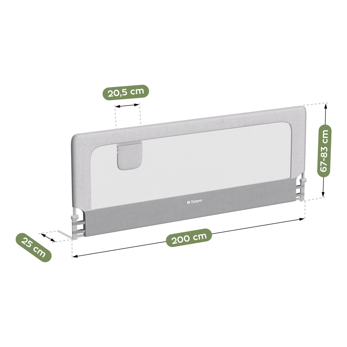 Barierka ochronna do łóżka 200cm Tulano Cover 30 White-Grey