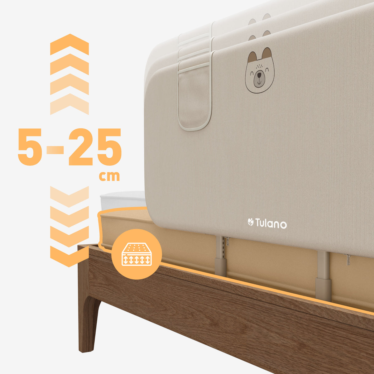 Barierka do łóżka dla dzieci Tulano Cover 50 Beige