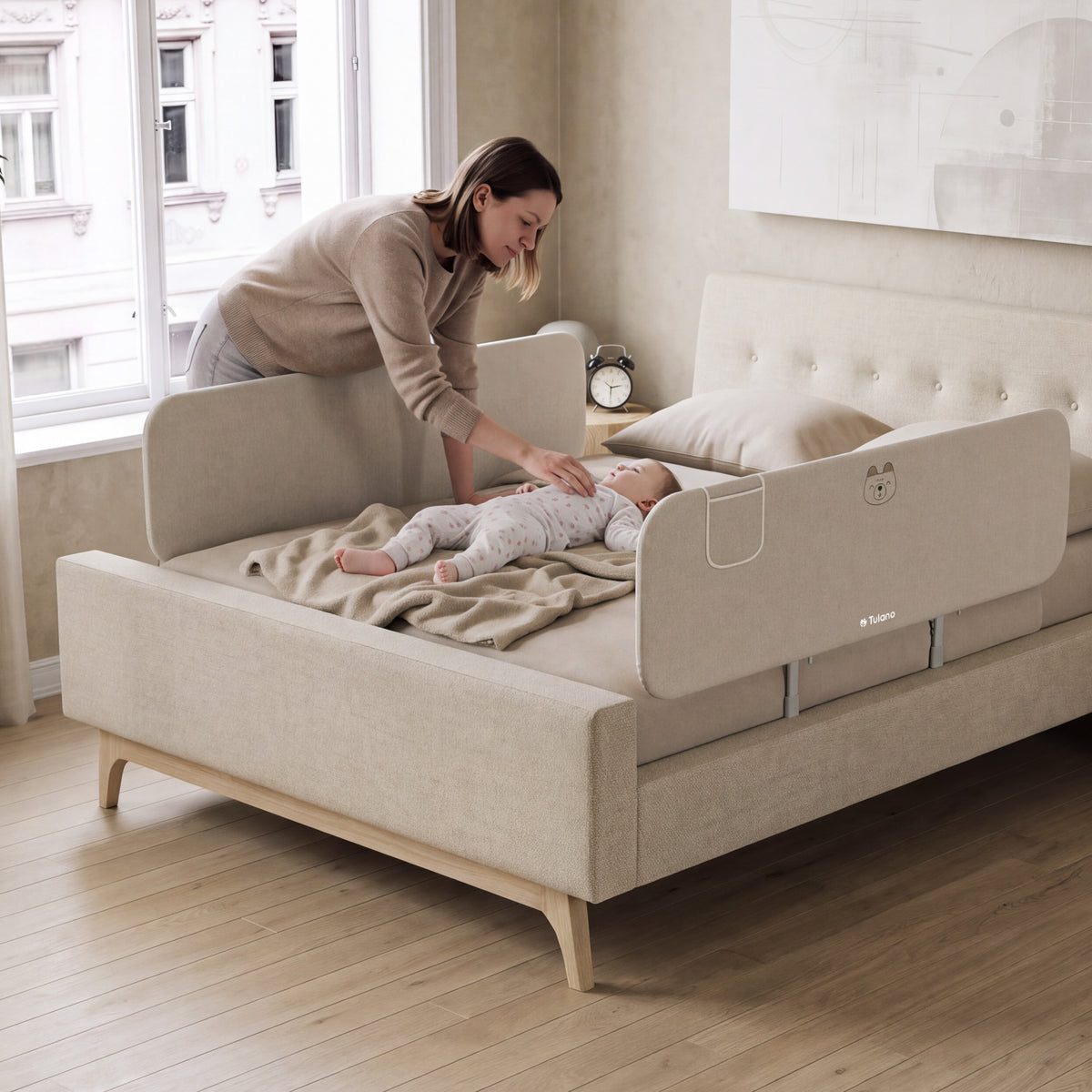 Barierka do łóżka dla dzieci 150 cm Tulano Cover 55 Beige