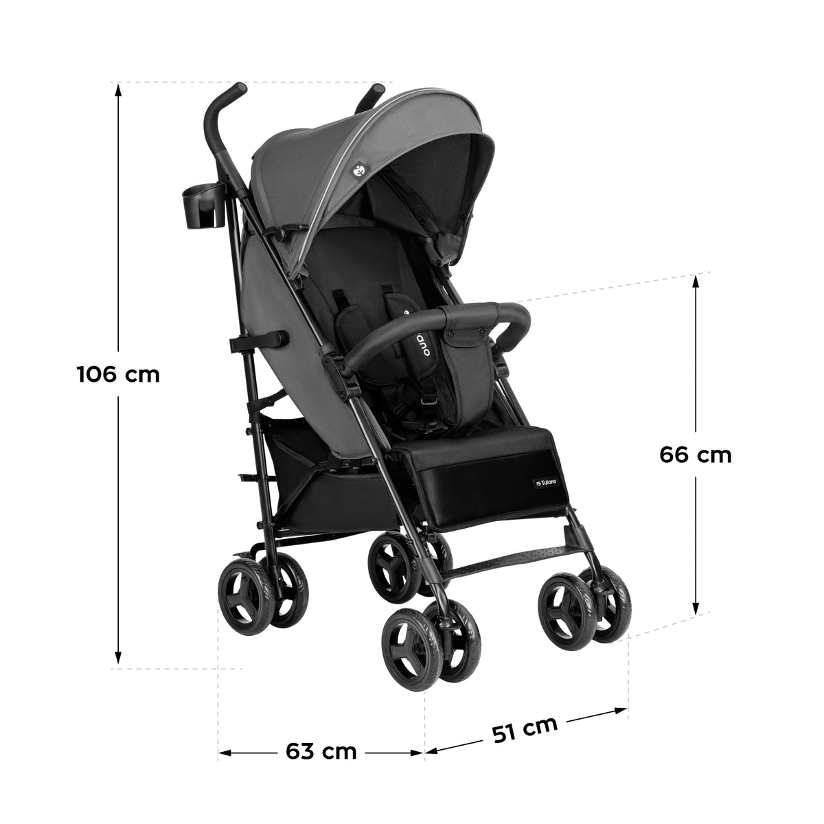 Wózek spacerowy Tulano Davos 35 Grey-Black