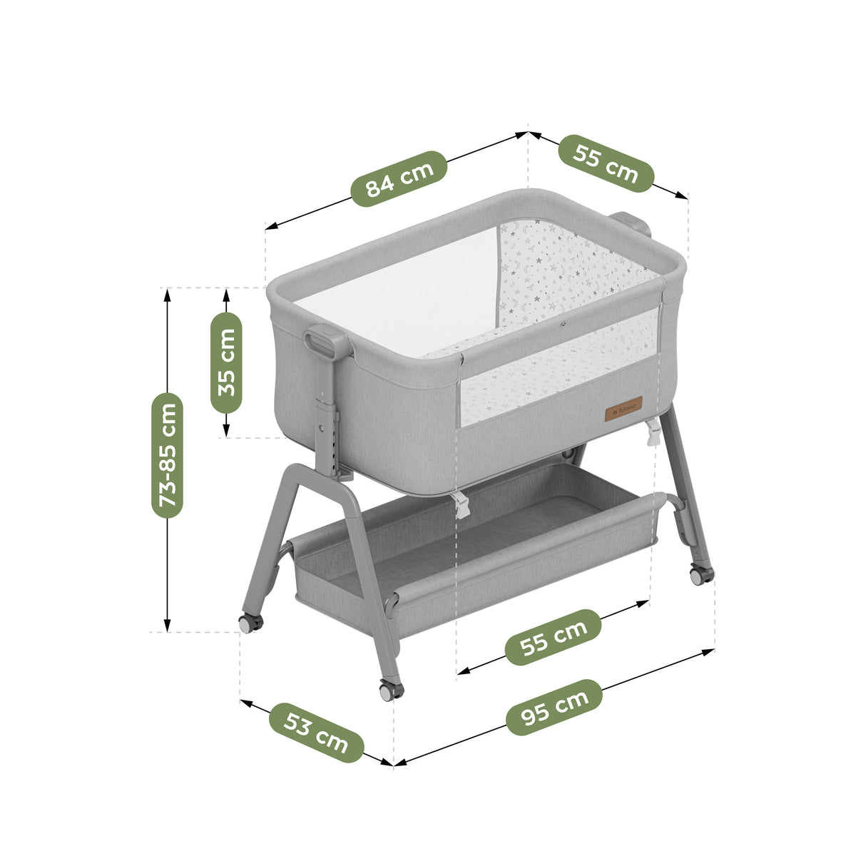 Łóżeczko dostawne 3w1 Tulano Dream 50 Light-Grey