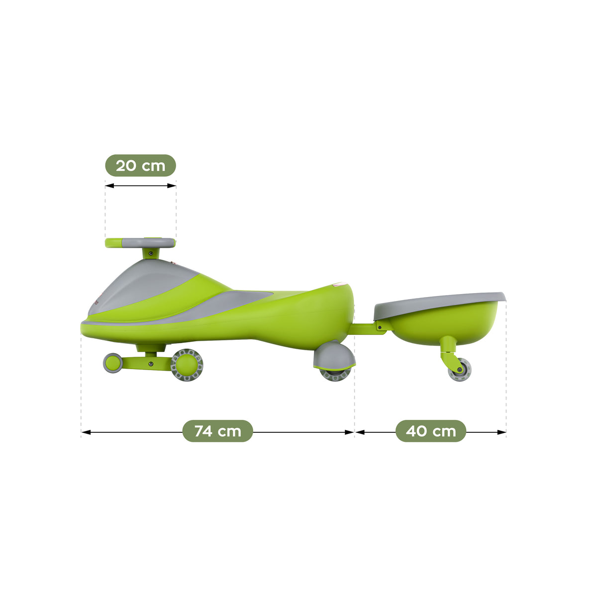 Jeździk dla dzieci grawitacyjny LED Tulano Focus 55 Green