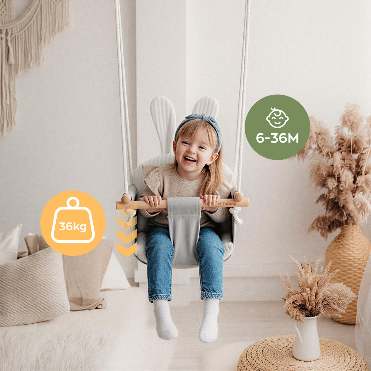 Huśtawka dla dzieci Tulano Hop 33 Grey
