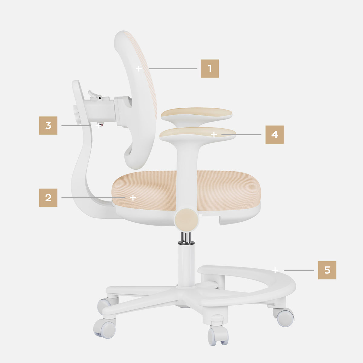 Ergonomiczny fotel do biurka dla dziecka Mark Adler Junior 3.6 Beige