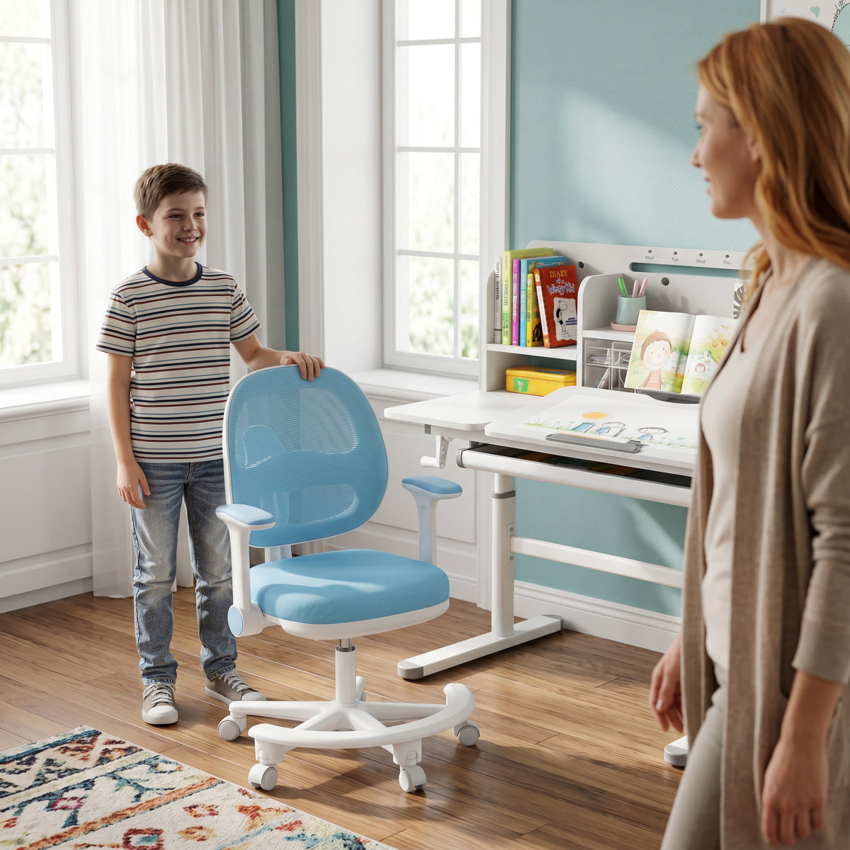 Ergonomiczny fotel do biurka dla dziecka Mark Adler Junior 3.6 Blue