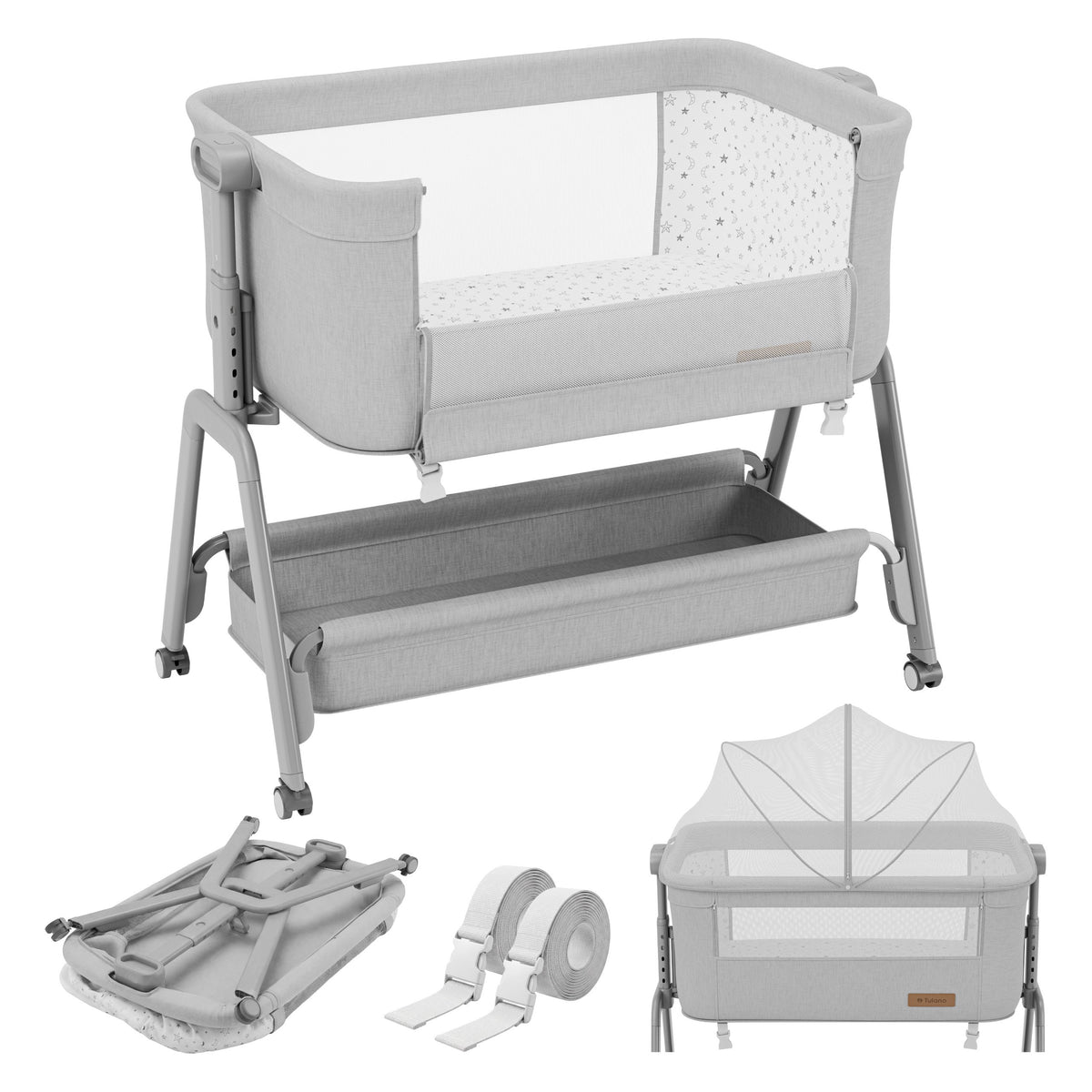Łóżeczko dostawne 3w1 Tulano Dream 50 Light-Grey