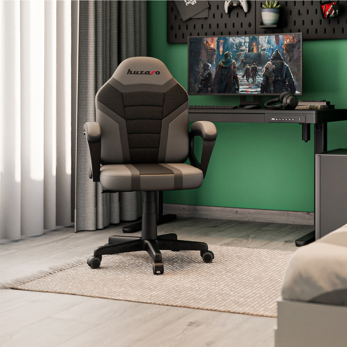 Fotel Gamingowy dla dziecka HUZARO RANGER 1.0 Grey Mesh