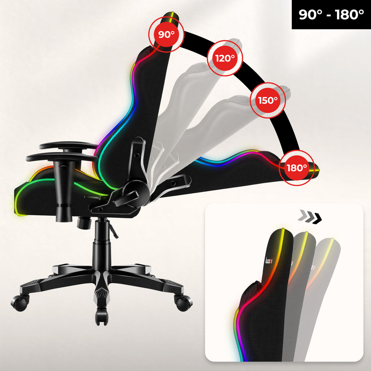 Fotel Gamingowy dla dziecka HUZARO RANGER 6.0 RGB Mesh