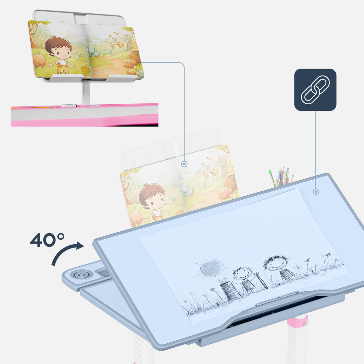 Ergonomiczne biurko dla dziecka Mark Adler Study 3.0 Pink 66 cm