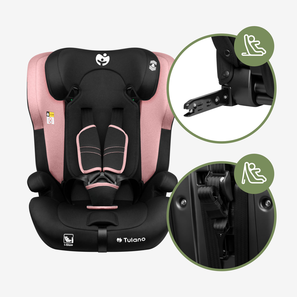 Fotelik samochodowy Tulano 76-150 cm Zooma 45 Pink I-Size